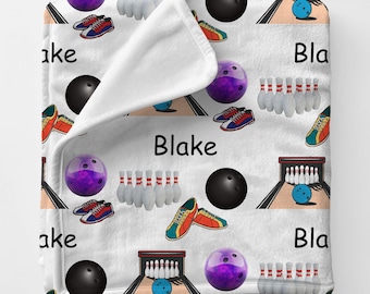 BOWLING Personal Custom Name Blanket Gift For Bowler, Personalized Sports Blanket For Dad, Fathers Day, Hobby Gift For Husband, Nameblanket