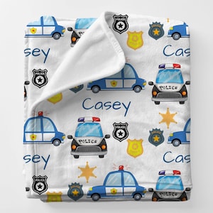 POLICE Custom Name Gift Blanket For Son, Personalized Policeman Theme Blanket For Kids, Babyshower Gift For Newborn Boy, Boy Birthdaygift