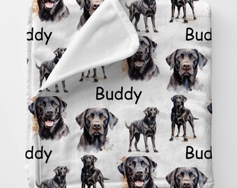 LABRADOR Custom Name Gift Blanket For Doglover, Personalized Black Lab Dog Blanket, Labrador Dog Mom Mothers Day Gift, Dog Memory Gift