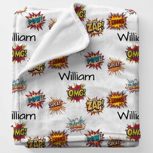 SUPERHERO Toddler Boy Blanket, Personal Custom Name Blanket Gift For Boy, Personalized Super Hero Baby Boy Swaddle, Sherpa Blanket Comforter