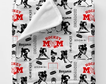 Hockey Mom Blanket Gift For BOY Hockey Players, Ice Hockey Personalized Mama Blanket Sports Décor Blanket, Custom Name Cozy Mother Birthday