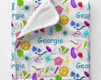 Manta personalizada con nombre GÉRMENES, regalo para estudiantes de medicina, regalo personalizado para graduados de doctorado, regalo para estudiantes de ciencias de los microorganismos, regalo para graduados de enfermería