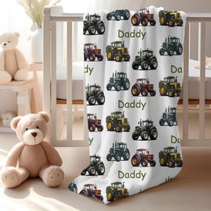 TRACTORS Personal Custom Name Blanket Gift For Dad, Personalized Gift For Teenage Boy, Farm Family Gift, Farming Birthday, Farmhouse Blanket image 5