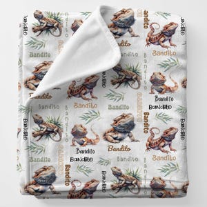 BEARDED DRAGON Personal Custom Name Blanket Gift For Petlover, Customized Pogona Blanket For Lizard Owner, Cool Beardie Gift For Bestfriend