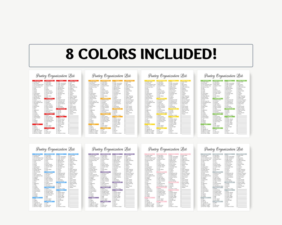 Pantry Organization List PDF Master Grocery List Notepad Etsy