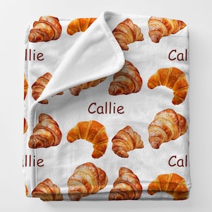 CROISSANT Personal Custom Name Blanket Gift For Her, Personalized Mothers Days Gift, Bread Baker Gift, Unique Grandma Gift For Mothersday