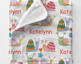 Manta personalizada con diseño de caracoles para niña, regalo personalizado para baby shower con diseño de acuario, manta con nombre para recién nacida, manta rosa para niña para cumpleaños.
