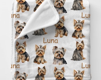 YORKSHIRE TERRIER Personal Custom Name Blanket Gift For Her, Personalized Yorkie Lover Birthday Gift, Pet Babygifts, Dog Pet Owner Giftidea