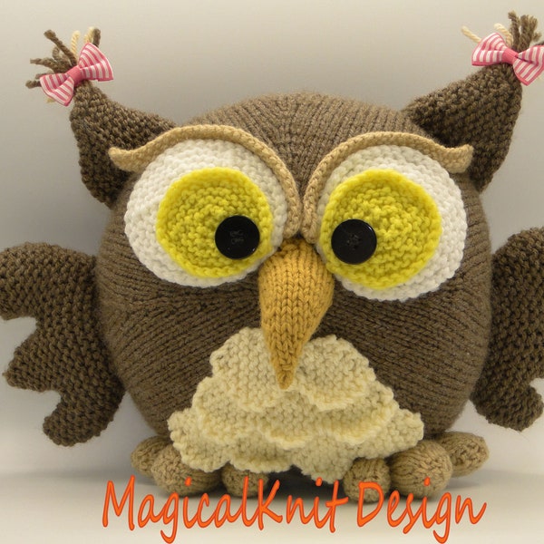 Ollie het kussen uil breipatroon babykussen knuffels, woondecoratie van MagicalKnit design