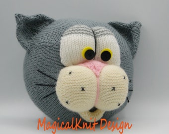 Cushion Tom cat face shaped, home decoration, soft baby toys knitting pattern