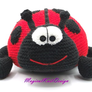 Nina the ladybug knitting pattern toy knitted cushion Magicalknit
