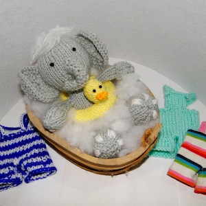 Gigi the little elephant knitting pattern amigurumi-  stuffed soft animal toy