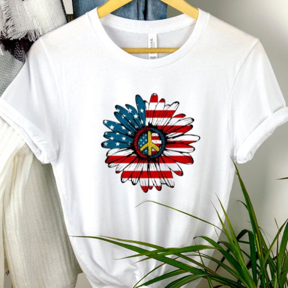 American Sunflower Flag Shirt Sunflower Flag Patriotic - Etsy