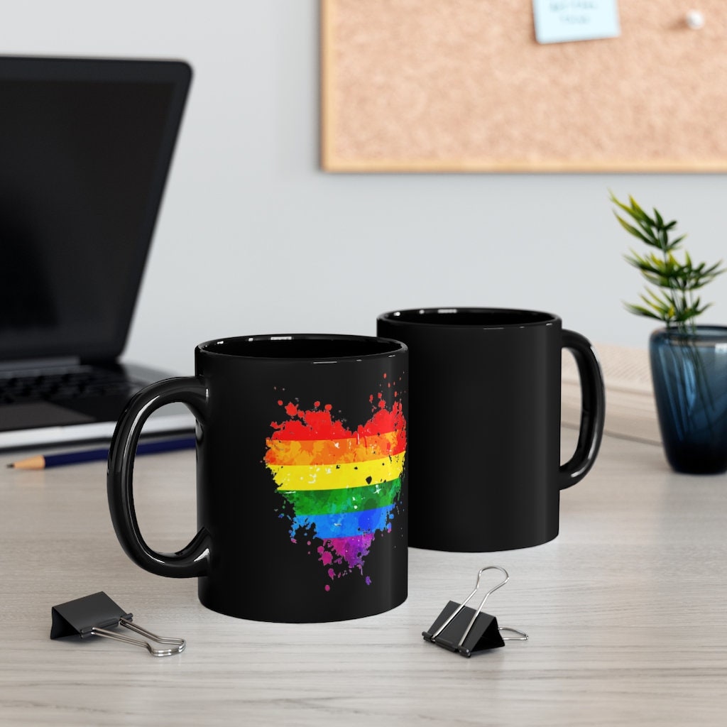 Gay Pride Mug LGBT mug mug with heart rainbow cup gay | Etsy
