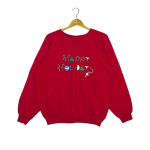 Vintage 80s Happy Holidays Sweatshirt Cartoon