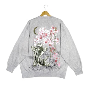 Vintage DRAGON FISH KOI Sukajan Big Logo Souvenir Sweatshirt Pullover