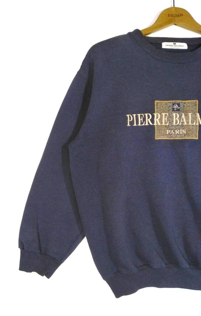 レア PIERRE BALMAIN ピエール バルマン パリ 刺繍 トレーナー ヴィンテージ PIERRE BALMAIN PARIS ビッグロゴ刺繍 素敵なロゴ