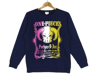 Vintage One Piece Portgas D Ace Character Big Logo Multicolor Sweatshirt Pullover