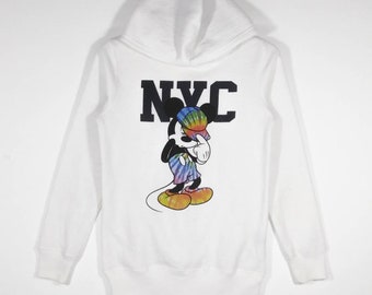 Vintage MICKEY MOUSE NYC Big Logo Hoodie Sweatshirt