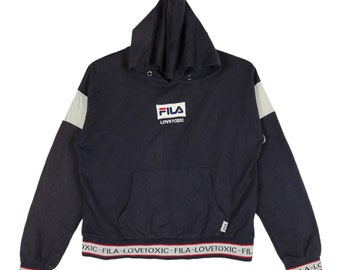 Vintage Fila Lovetoxic Crop Top Rayas Sudadera Mujer Pequeño Logo Bordado