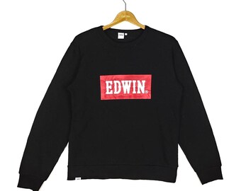 Vintage Edwin Sweatshirt Groot Logo Gedrukt Groot Formaat