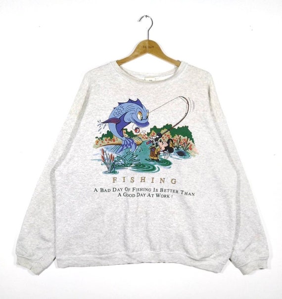RARE Vintage THE DISNEY Store Mickey Fishing Big Logo Crewneck Pullover  Sweatshirt -  Denmark