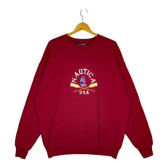 Vintage Nautica Usa North Island Sweatshirt Embroidery Logo Spell
