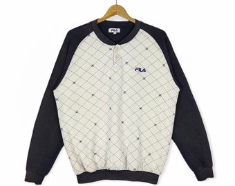 millésime Rare!!! Fila Sweatshirt Broderie Petit Logo Grande taille