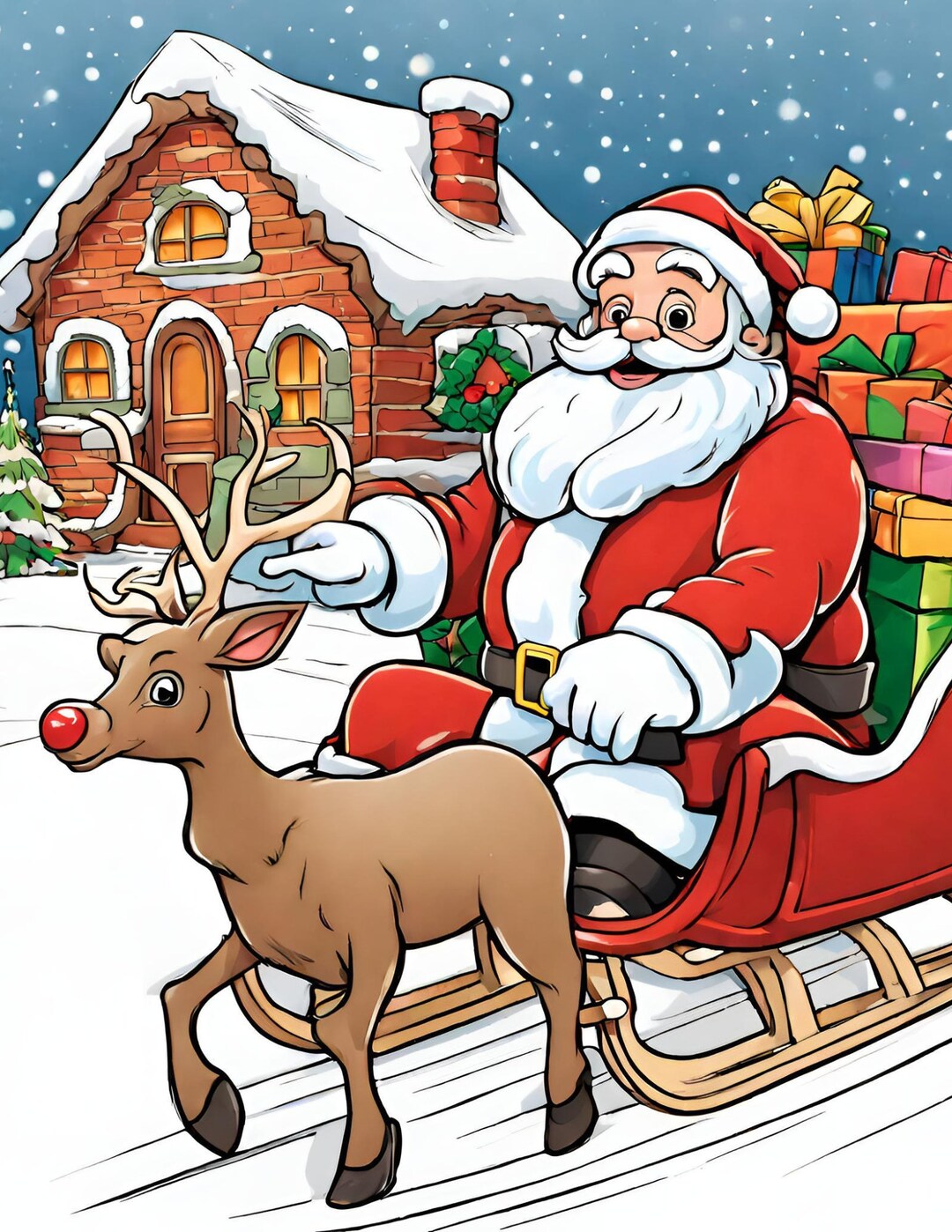 Christmas Coloring Pages, Coloring Book With Santa Claus, Adult ...