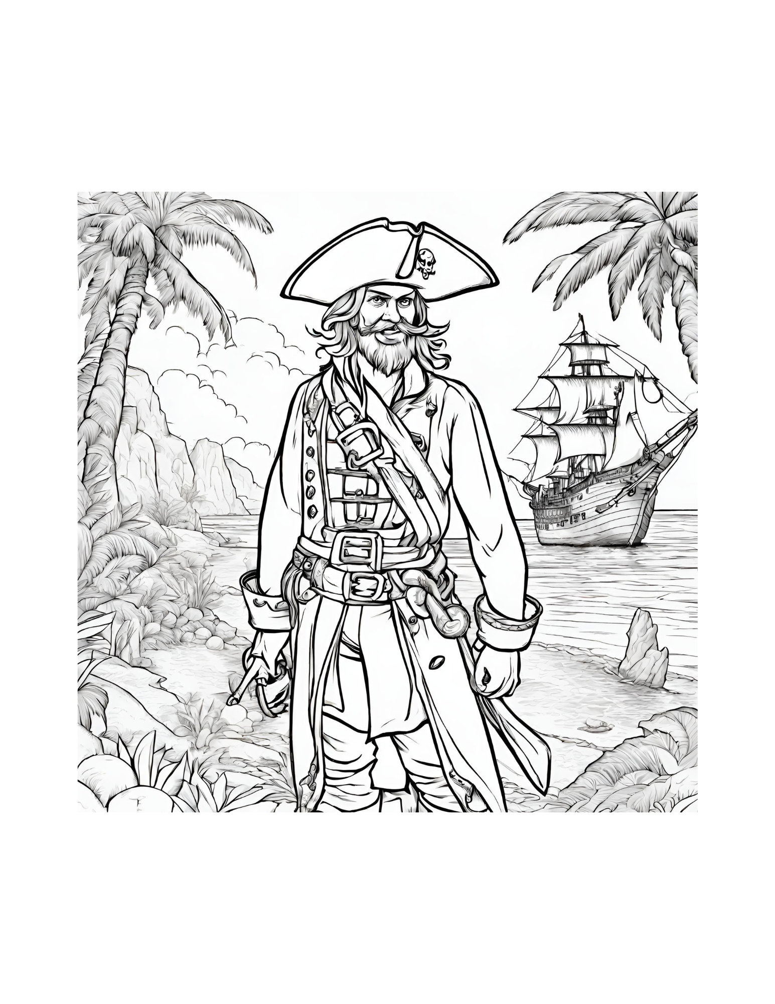 Pirate Coloring Sheets, Coloring Book, Pirate Coloring Ships, Pirate Coloring Pages for Adult ...