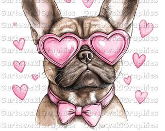 Frenchie  valentine png, French bulldog pink bow PNG, Frenchie dog mom png, dog lover png, bulldog png, valentine dog design