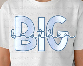 Big Brother Seersucker Blue Digital Download PNG file, Big Brother png, PNG files for Sublimation, seersucker name png, New baby png