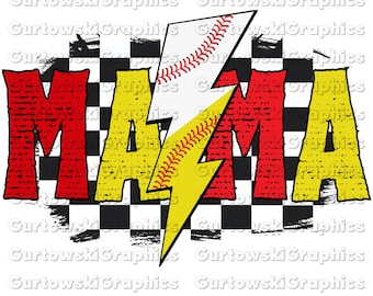 Baseball Softball Mama png, Baseball png,Baseball Lightning Bolt design,Retro Baseball png,Mom of both png,Softball Mama png,Retro Softball