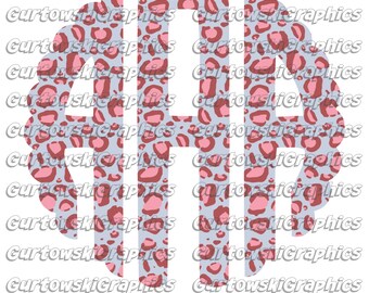 Roze en grijze luipaardmonogram digitale download png-bestand, png-bestanden voor sublimatie, luipaardinitialen, png-bestanden voor afdrukken, geschulpt monogram