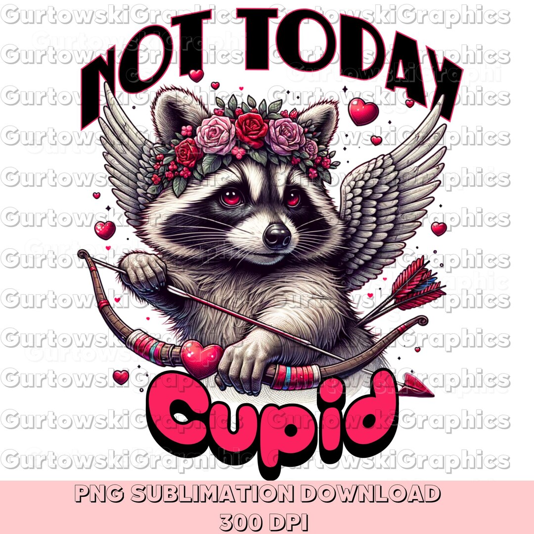 Cupid Raccoon Not Today Cupid PNG, Snarky Raccoon Valentine's Day Png, Sarcastic ...
