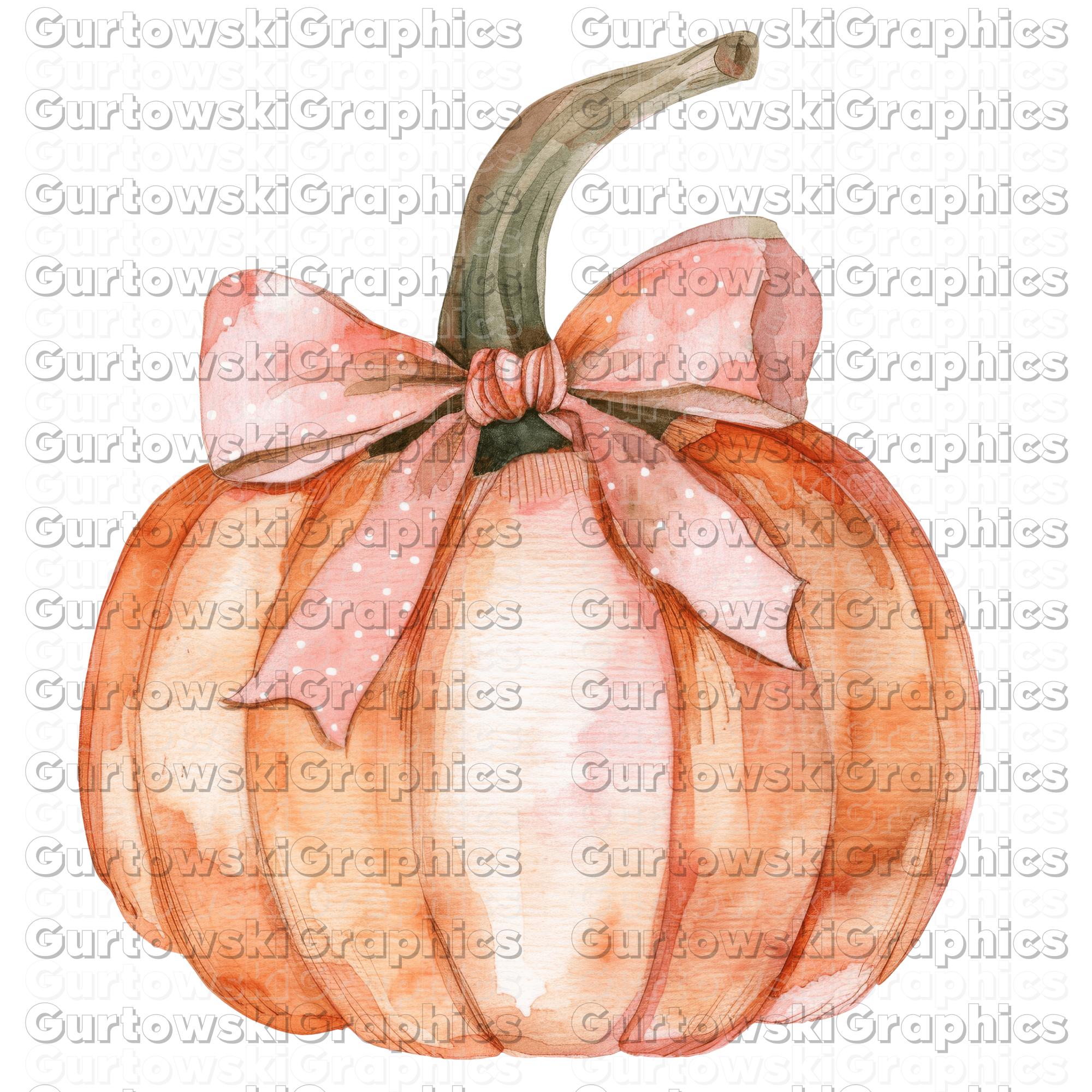 Watercolor Pumpkin Coquette Bow Png, Retro Halloween Png, Soft Girl Png ...
