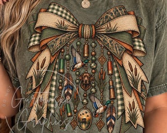 Hunting Charm Bow PNG, Duck Hunting Bow PNG, Mallard Duck Retriever Camo Bow, Waterfowl Hunting PNG
