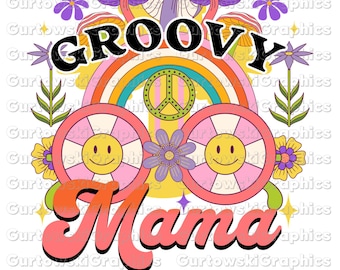 Groovy Mama png, jaren 70 sfeer Mama Flower png, Retro Mama png, Moederdag png, Hippy Mama-ontwerp, Groovy Mom, Retro-ontwerpbestand, Vintage Mama