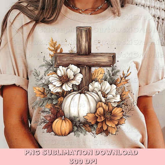 Boho Rustic Floral Pumpkin Cross Fall Jesus, Autumn Pumpkin Floral, Retro Fall Png, Fall Cross Pumpkins,Fall Christian Png, Autumn Pumpkin