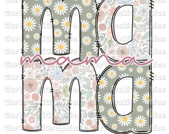 Mama pastel lente bloemen png, mama bloem png, preppy mama png, vintage mama bloem png, moederdag png, mama bloem png