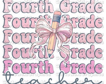 Leraar vierde leerjaar, terug naar school cijfers Girly, Coquette png, leraar Coquette Bow png