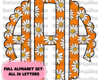 Floral Monogram, Preppy Monogram Digital Download, PNG files for Sublimation, Floral Scallop, Full Alphabet Monogram, Floral Alphabet