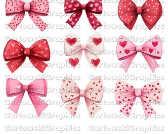 Valentine Coquette Bows PNG, Aesthetic Valentines png, Valentines Day png, Valentines bow png, Retro Valentines png, Trendy Valentines png
