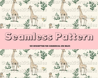 Giraffe Seamless Pattern, Giraffe Background, Seamless Instant download, Seamless Giraffe Pattern, Zoo Animal Cute Repeating Pattern, Jungle