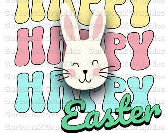Happy Easter Stacked Bunny png,Pastel Easter Bunny,Girly Easter Bunny Png,Kids Easter png,Happy Easter PNG,Boho Easter Png,Retro Easter Png