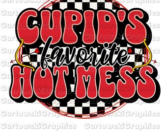 Cupid's favorite Hot mess png, Valentine funny Png,Cupid's Hot Mess PNG, Preppy Valentine, Retro Valentine png, Cupid Valentine png