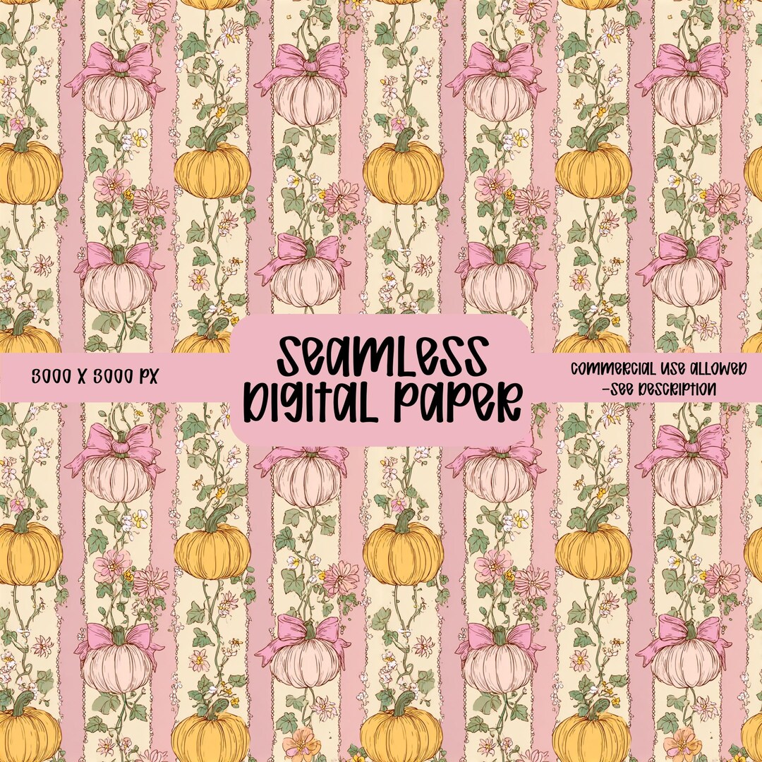 Soft Pink Coquette Fall Pumpkins Seamless,pumpkin Seamless Pattern ...