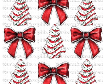 Christmas Cake Bow Png, Christmas Tree Png, Retro Holiday Png, Merry Christmas Png, Girly Christmas Png, Santa belt bow png