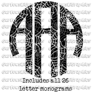 Black Spider Web Monogram Digital Download PNG file, PNG files for Sublimation, Halloween Initials, PNGs for Printing, Halloween Monogram