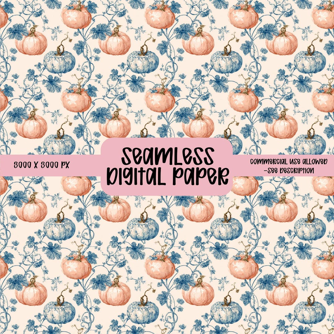 Chinoiserie Vintage Coquette Fall Pumpkins Seamless,pumpkin Seamless ...